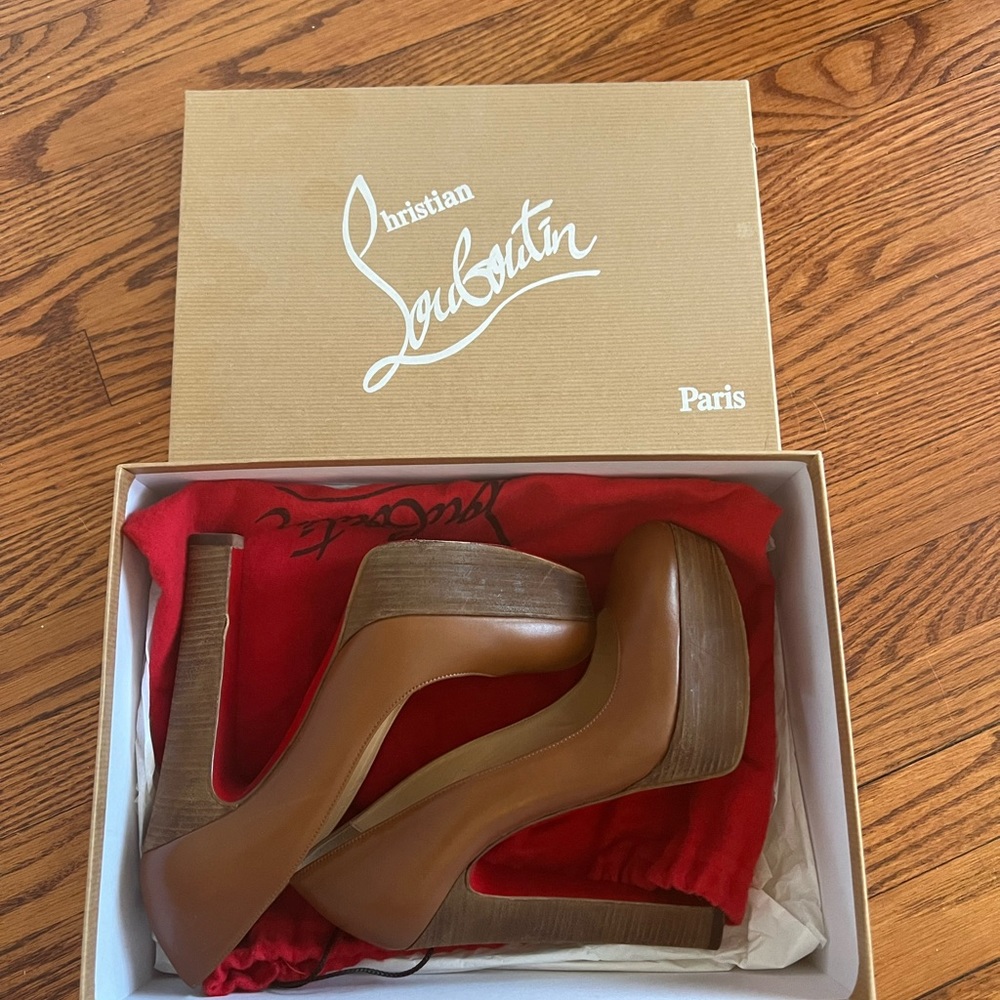 Authentic Christian Louboutin camel pumps. Size 35